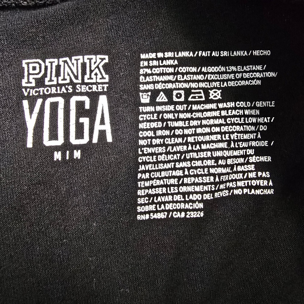 Pink Victoria Secret Yoga Leggings Women Medium Black White Logo SPELL OUT Yoga - Picture 7 of 12